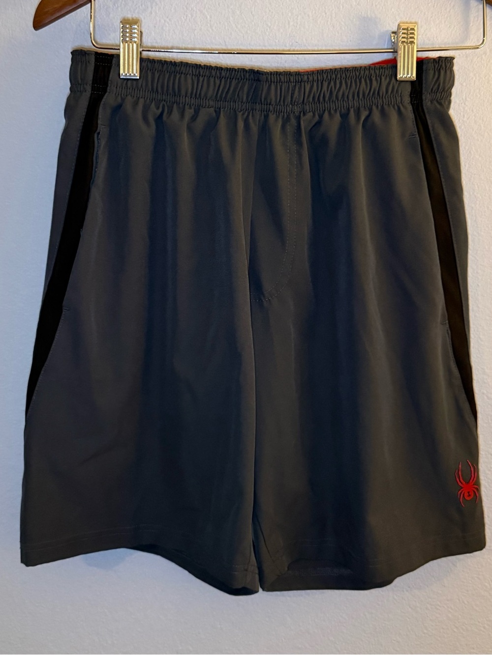 Spyder Men's Dark Gray Athletic Shorts with Red Logo